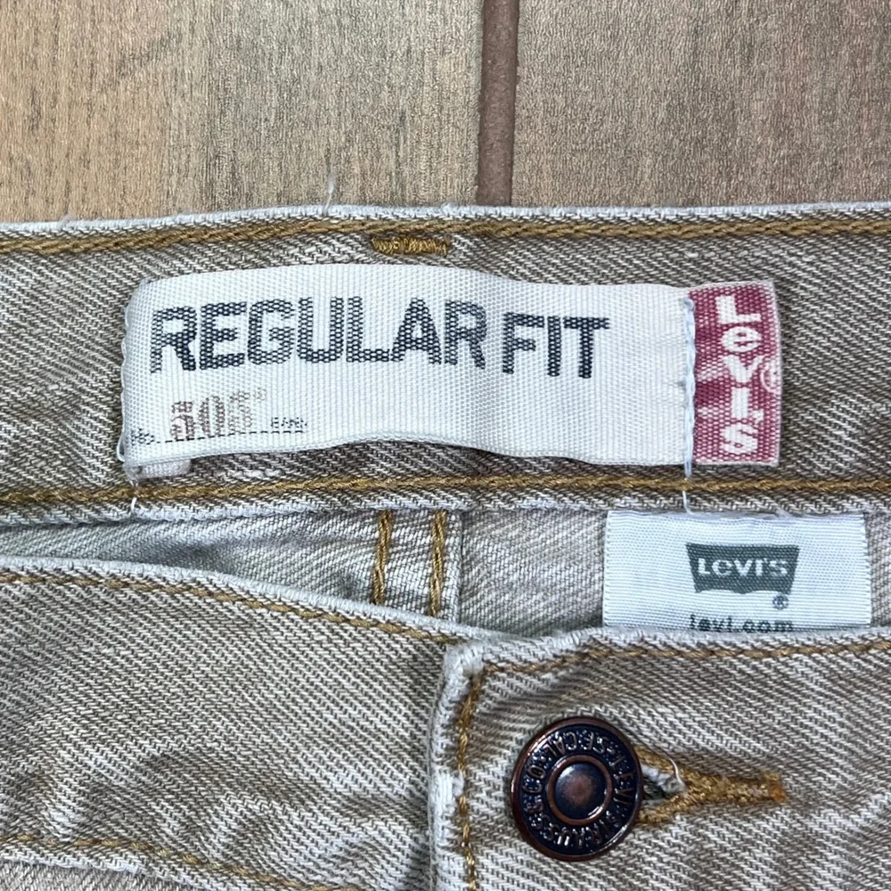 Levi's 505‎ Regular Fit Jeans Mens 36x30 Khaki Tan Wash Straight Leg vintage Y2K
